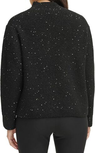 Calvin Klein Women's Sequin Mock Neck Long Sleeve Sweater in Kuwait