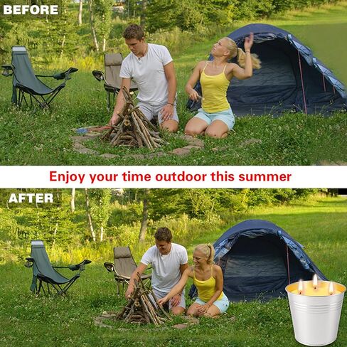 شموع السترونيلا في الهواء الطلق، مجموعة شموع السترونيلا الكبيرة المكونة من قطعتين، مصنوعة من زيوت السترونيلا العطرية وشمع الصويا الطبيعي، وقت حرق 240 ساعة، شموع دلو 17oz 3 فتيل للفناء والمنزل والتخييم in Kuwait