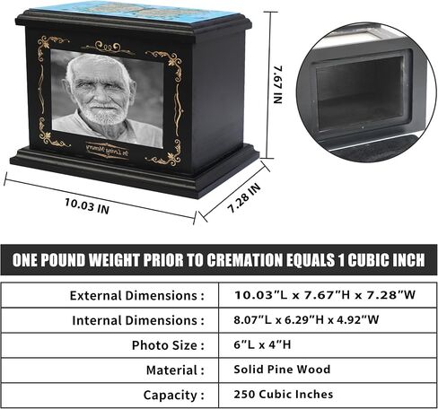 Urns for Human Ashes Adult Female Male, Wooden Urns Box and Casket for Ashes with Picture Frame, Funeral Cremation Memorial Urns for Men Women Child, Large Butterfly Burial Urns, Holds Up to 250 LBS in Saudi Arabia