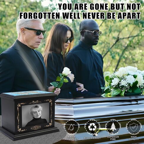 Urns for Human Ashes Adult Female Male, Wooden Urns Box and Casket for Ashes with Picture Frame, Funeral Cremation Memorial Urns for Men Women Child, Large Butterfly Burial Urns, Holds Up to 250 LBS in Saudi Arabia