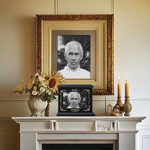 Urns for Human Ashes Adult Female Male, Wooden Urns Box and Casket for Ashes with Picture Frame, Funeral Cremation Memorial Urns for Men Women Child, Large Butterfly Burial Urns, Holds Up to 250 LBS in Saudi Arabia