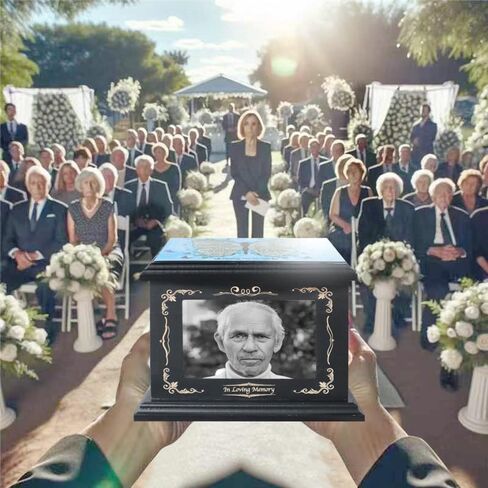 Urns for Human Ashes Adult Female Male, Wooden Urns Box and Casket for Ashes with Picture Frame, Funeral Cremation Memorial Urns for Men Women Child, Large Butterfly Burial Urns, Holds Up to 250 LBS in Saudi Arabia