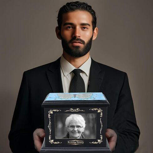 Urns for Human Ashes Adult Female Male, Wooden Urns Box and Casket for Ashes with Picture Frame, Funeral Cremation Memorial Urns for Men Women Child, Large Butterfly Burial Urns, Holds Up to 250 LBS in Saudi Arabia