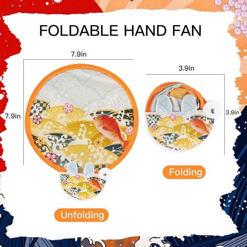 12 Pcs Hand Fans for Women Foldable, Portable Pop Up Folding Fan Handheld Fans Cute Pocket Mini Round Plastic Fans for Child Summer Travel(Janpanse) in Saudi Arabia