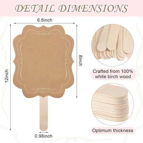 Amyhill Kraft Wedding Paper Fans Blank Handheld Church Fans and Wedding Fan Sticks with Stickers for DIY Crafting Wedding Celebration Party Favors, 8 x 6.8 Inch (20 Set) in Saudi Arabia