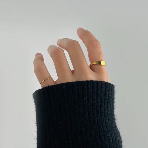 Gryrigns 18k مطلية بالذهب خاتم رفيع قابل للتكديس عادي بيان الفرقة بسيطة كلاسيكية الحد الأدنى خواتم الخنصر للنساء الرجال، حجم 5 إلى 8 in Kuwait