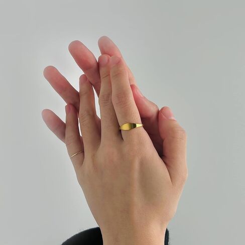 Gryrigns 18k مطلية بالذهب خاتم رفيع قابل للتكديس عادي بيان الفرقة بسيطة كلاسيكية الحد الأدنى خواتم الخنصر للنساء الرجال، حجم 5 إلى 8 in Kuwait
