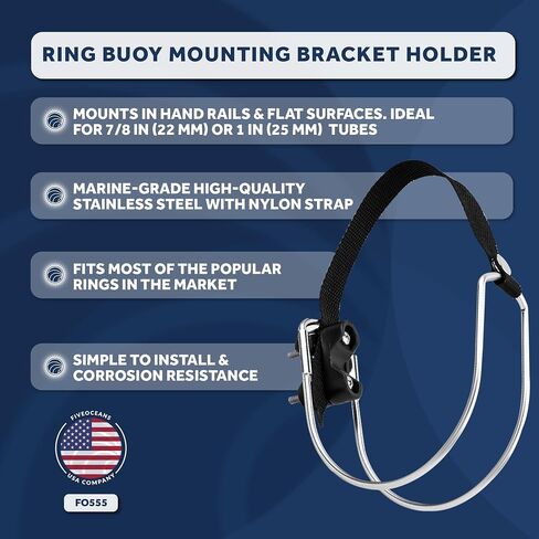 Five Oceans Ring Buoy Bracket Holder, Rail Mount/Flat Mount in Saudi Arabia