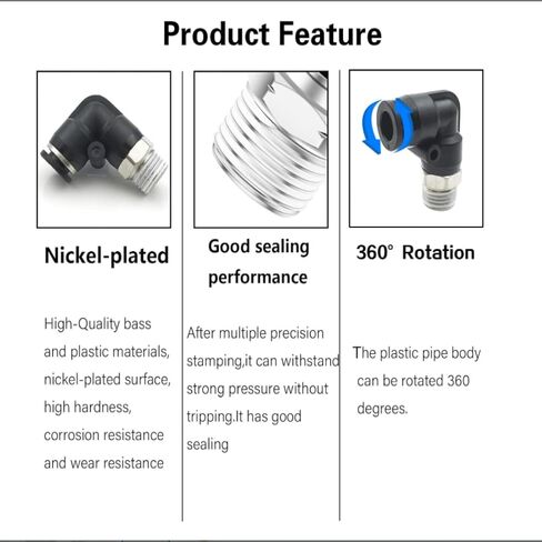 1/4 "أنبوب O.D. X 1/4" NPT الخيوط الهواء ذكر الكوع دفع في تركيب خط الهواء الخيوط 10 قطعة PL1/4-N2 in Saudi Arabia