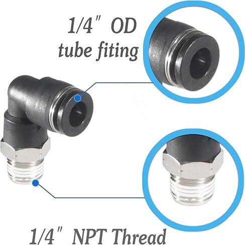 1/4 "أنبوب O.D. X 1/4" NPT الخيوط الهواء ذكر الكوع دفع في تركيب خط الهواء الخيوط 10 قطعة PL1/4-N2 in Saudi Arabia