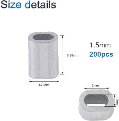 Wire Clamps, 200pcs M1.5 Aluminum Sleeves Clip Single Oval Hole Cable Crimps for 1.5mm Diameter Wire Rope and Cable in Saudi Arabia