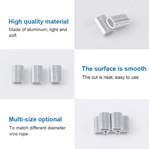 Wire Clamps, 200pcs M1.5 Aluminum Sleeves Clip Single Oval Hole Cable Crimps for 1.5mm Diameter Wire Rope and Cable in Saudi Arabia