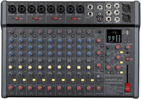 B100 Professional Mixer for Recording DJ Stage Karaoke Music Application w/ 99 DSP Effect USB Drive for Computer Recording Input, XLR Microphone Jack, 48V Powerfor Professional (10-Channel) in Saudi Arabia