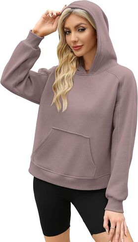 OFEEFAN Hoodies for Womens Sweatshirt Cropped Fall Fashion 2024 Outfits Trendy Fleece Pullover Long Sleeve Tops in Saudi Arabia
