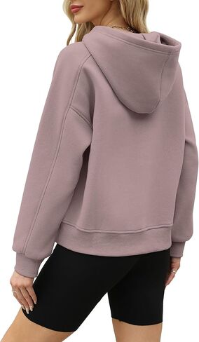 OFEEFAN Hoodies for Womens Sweatshirt Cropped Fall Fashion 2024 Outfits Trendy Fleece Pullover Long Sleeve Tops in Saudi Arabia