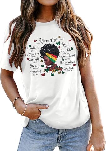 Black History Shirts African American T-Shirts Women Black History Month Tops Black Freedom Clothes in Saudi Arabia