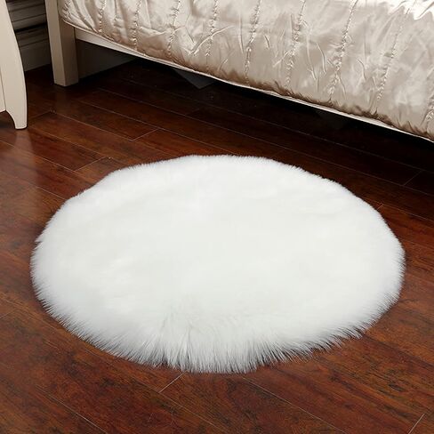 Carpets Soft Artificial Sheepskin Faux Fleece Chair Cover Seat Pad Soft Fluffy Shaggy Area Rugs Non Slip Mats for Chair Bed Sofa Floor(45x45cm) White in Kuwait