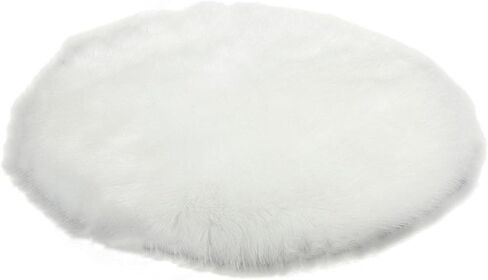 Carpets Soft Artificial Sheepskin Faux Fleece Chair Cover Seat Pad Soft Fluffy Shaggy Area Rugs Non Slip Mats for Chair Bed Sofa Floor(45x45cm) White in Kuwait