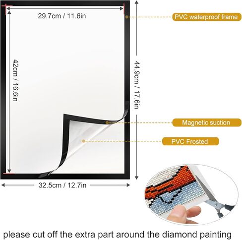 إطار صورة ماسي من EVNEED، 4 قطع إطارات فنية ماسية مغناطيسية مقاس 12 × 16 بوصة إطارات ذاتية اللصق إطار صورة مغناطيسي من البولي فينيل كلوريد على الوجهين إطارات حامل لافتات للجدار المنزلي والمكتب والمدرسة، أسود in Kuwait