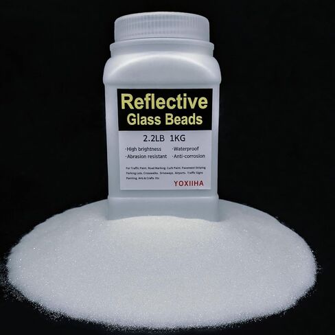 Reflective Beads are Used for Road Marking, Kerb Paint, Car Parks, Airports Reflective Glass Beads (2.2LB) Super Bright Reflective Paint Coatings. in Saudi Arabia