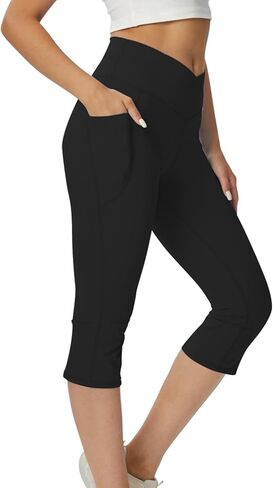 Cicendy Women Flare Leggings with Side Pockets,Crossover Yoga Pants Bootleg High Waisted Stretchy Control Gym Workout Pants in Kuwait