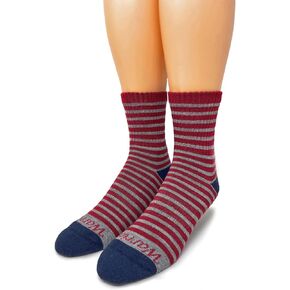 Warrior Alpaca Socks - Comfort Cushioned Retro Mini-Stripe Quarter Crew for Adults - Unisex