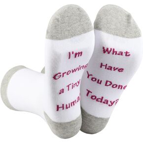 CENWA 1 Pair Pregnancy Gift New Mom Gifts I'm Growing a Tiny Human What Have You Done Today Mom Sock Pregnant Mom Gift