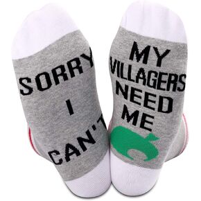 TSOTMO 2 Pairs Video Game Inspire Socks Gifts Sorry I Can’t My Villagers Need Me Socks Gift for Video Gamer