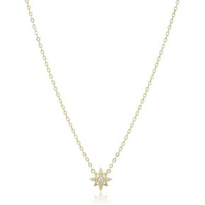 Amazon Collection Cubic Zirconia North Star Necklace with Cable Chain in Sterling Silver, 18"