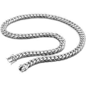 Italy Design Solid 925 Sterling Silver Miami Cuban Link Chain Men's Necklace - Box Lock Cuban Link 10 MM 22-24-26 inches Jewelry Gift