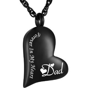 XIUDA Urn Necklace for Ashes Forever in My Heart Pendant Cremation Necklace Stainless Steel Ashes Jewelry for Dad Mom Papa Husband Wife
