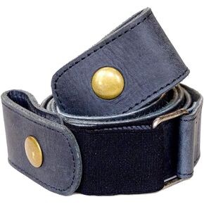 Hide & Drink, Buckle Free Leather Belt / (1.5 in.) Wide/Stretch/Adjustable/Comfortable, Handmade :: Charcoal Black