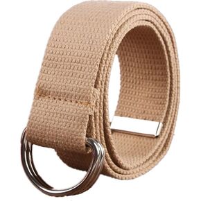 Canvas Web Belt Double D-Ring Buckle 1.5" Wide with Metal Tip Solid Color