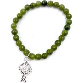 Connemara Marble Stretch Bracelet with Cross from Ireland #60807