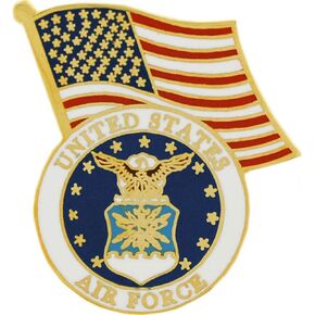 United States Flag Above Air Force Flag USAF 1" Lapel Pin