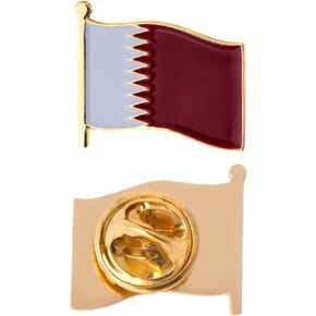 Qatar Lapel Pin Country Enamel Made of Metal Souvenir Hat Men Women Patriotic Qatari (Waving Flag Lapel Pin)