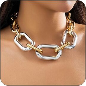 Punk Chunky Cuban Link Choker Necklace for Women Thick Gold Silver Cuban Link Neck Chain Punk Statement Hip Hop Party Neck Jewelry for Girls
