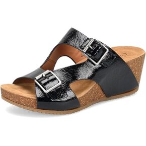 Comfortiva Women's Emah Comfortable Slip-Resistant Casual Leather Slide Wedge Sandals