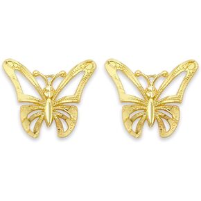 Solid Gold Butterfly Stud Earrings Available in 10k or 14k - Animal Jewelry in Saudi Arabia
