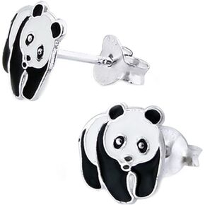 Cute Panda Bear Studs Earrings Sterling Silver Small Earrings Girl (E10394/7391)