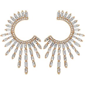 Fashion Fireworks Big Stud Earrings for Women Girls Colorful Rhinestone CZ Exaggerated Sunflower Dangle Boho Statement Earrings Wedding Studs Elegant Jewelry Gifts