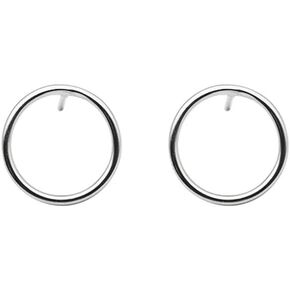 Minimalist Circle Round Stud Earrings 925 Sterling Silver for Women Teen Girls Simple Endless Love Earring Studs Hypoallergenic 15mm