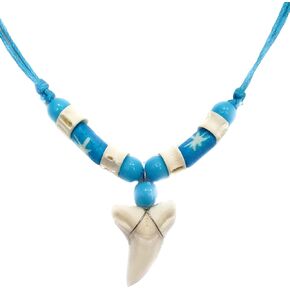 Genuine Mako Shark Tooth Necklace for Men Women Boy Girl with Seed Beads and Adjustable Waxed Cord Handmade Jewelry GA381