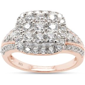 SAVEARTH DIAMONDS 1 1/3 ct. t.w Round Cut Lab Created Moissanite Diamond Halo Cluster Engagement Ring In 14k Gold Over Sterling Silver (G-H Color, VVS1 Clarity, 1.33 Cttw)