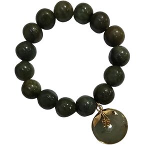 Natural Green Jade Real Jewels Bracelet Jewelry Fashion with Green Round Donut Prosperity for Women Men Charms