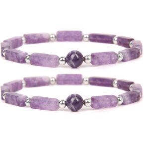 SFNTION 2PCS Amethyst Body-Purify Bracelet Crystal Gemstone Bracelet Slimming Amethyst Bracelet Jewelry for Woman