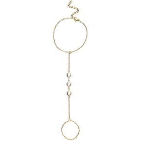 WangGao Stainless Steel Slave Chain Ring Bracelet Hand Harness Bracelet for Women,Adjustable Wrist Length Elegant Finger Jewelry for Girls in Kuwait