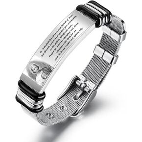 Personalized San Judas Bracelet for Men Women Adjustable Saint Jude Bracelet Custom Stainless Steel Mesh Chain St. Jude Bracelets Pulsera De San Judas Tadeo Chain Jewelry for Him Her