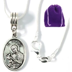Saint Gerard Necklace - 100% Stainless Steel Chain Fertility Bracelets and Gifts for Women St. Gerard Medal to go with your Prayer Card and to accompany your Ava Fertility Bracelet