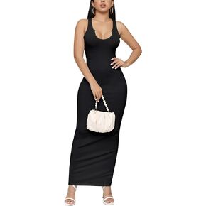 Bamulu Women's Sexy Bodycon Tank Top Long Maxi Dress Racerback Summer Casual Slim Fit Sundress Sleeveless Lounge Basic 2024